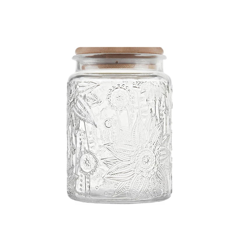 Custde 237 fl oz Airtight Glass Storage Jar with Bamboo Lid Vintage Glass Jar Vintage Food Containers Canisters Set for Kitchen Counter Ideal for Candy Sugar Coffee TeaCute jarSunflower1