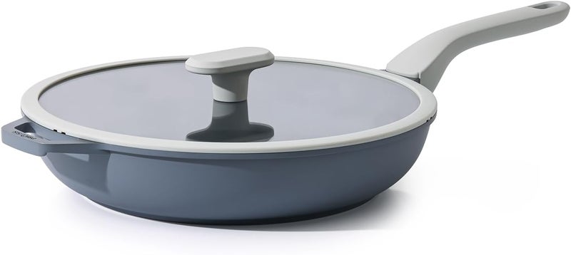 PRICUSIS Nonstick Ceramic Frying Pan with Lid, 8/10/12 Inch, Metal Utensil Safe, PFOA & PFAS Free, Scratch & Stain Resistant Skillet, Oven & Dishwasher Safe, Induction Compatible – Gray (12-Inch) - Image 1