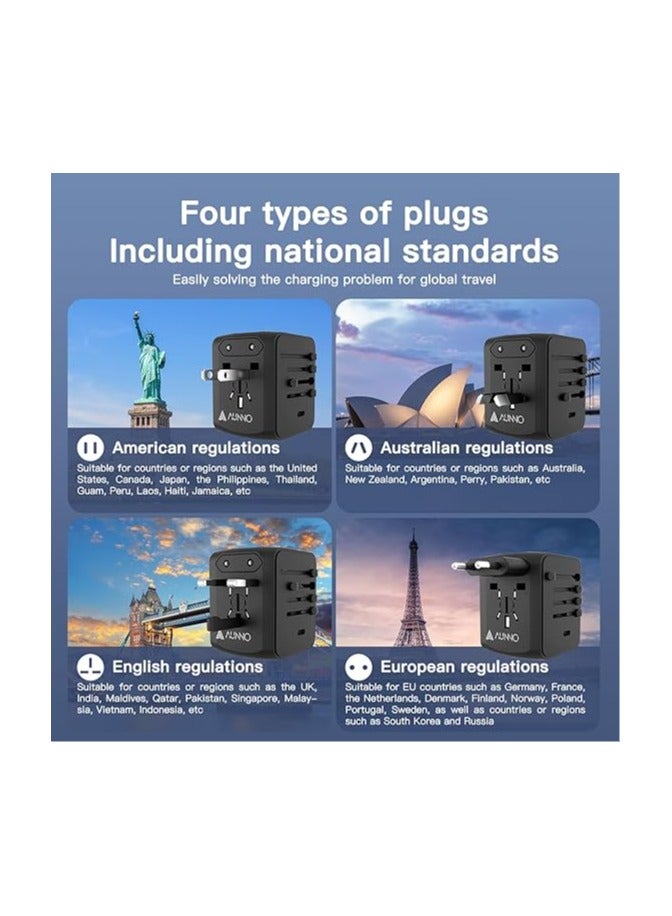 General Travel Adapter, International Travel Plug Adapter with 1 USB C and 2 USB Ports, All in One Worldwide Plug Adaptor, UK to European Power Universal Plug Adaptor for EU USA Australia  - Image 2