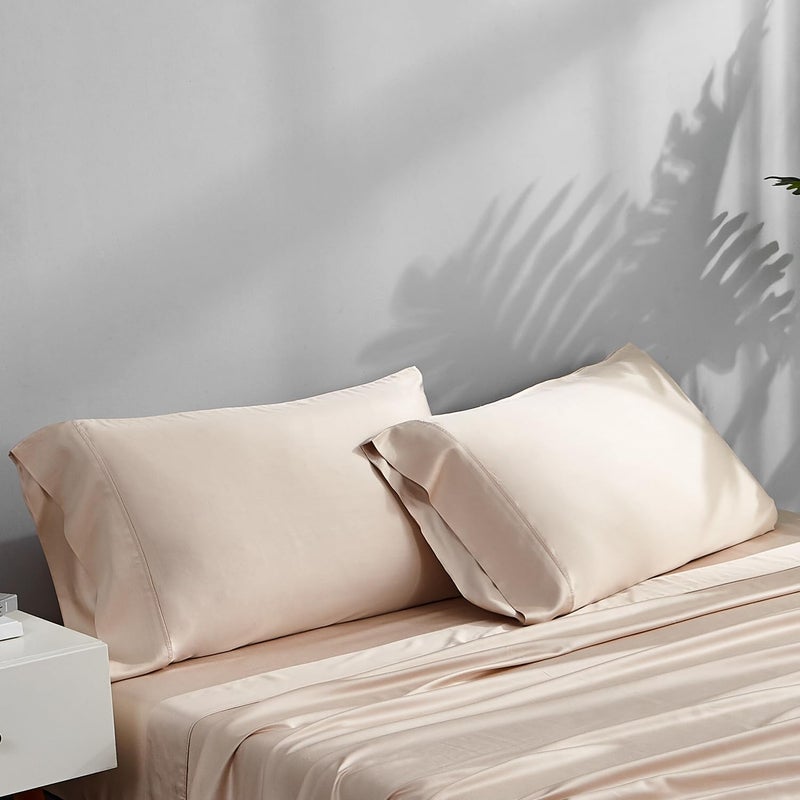 ACCURATEX Cooling Pillow Cases Set of 2, Soft Breathable Pillow Case with Envelop Closure, 100% Rayon Derived from Bamboo, Silky Pillowcase for Hair and Skin, Gifts, Sandy, 50 × 75 cm - Image 1