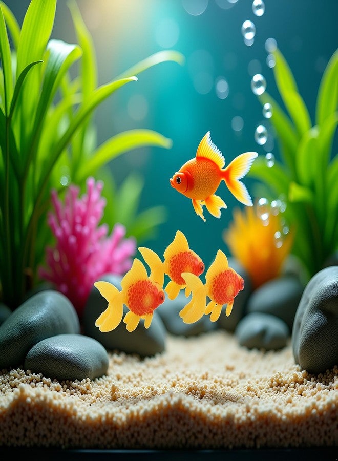 Galepromot 3 Pack Orange Artificial Moving Aquarium Ornaments - Goldfish and Orange Fish Thematic Decor for Fish Tank Aquarium Décor Thematic Ornaments Fish & Aquatic Pets - Image 4