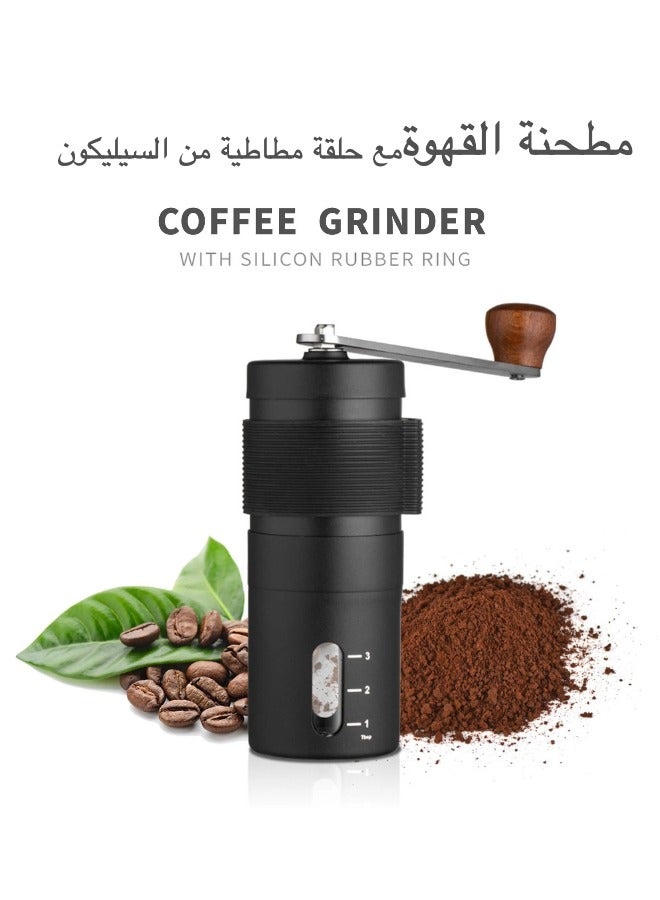 Manual Coffee Grinder with Adjustable Ceramic Burr – Upgraded 0.8mm 304 Stainless Steel – Hand Crank Coffee Mill with Silicone Sleeve – Portable and Washable – Black  - Image 1