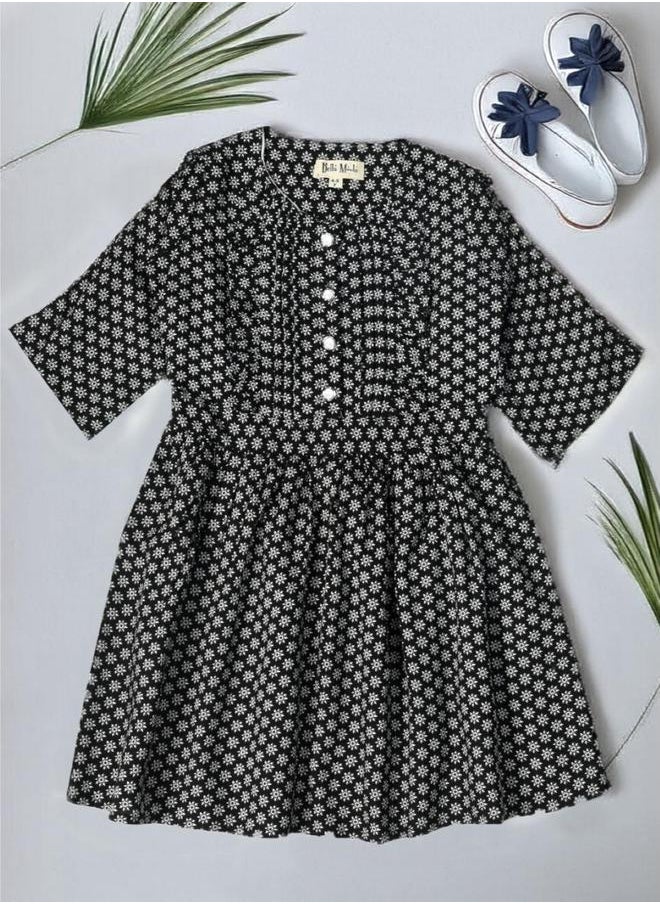 BELLA MODA - All-Over Floral Print Button Detail Dress by Styli - Image 1
