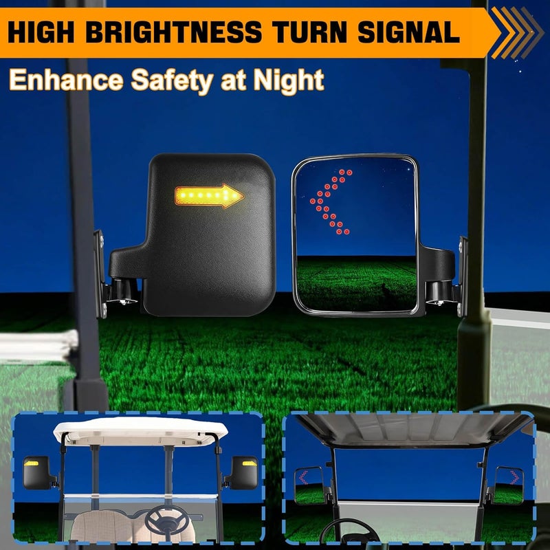 LEAPGOMAX Golf Cart Side Mirrors with Turn Signal Light for Club Car, EZGO, Yamaha - Image 3