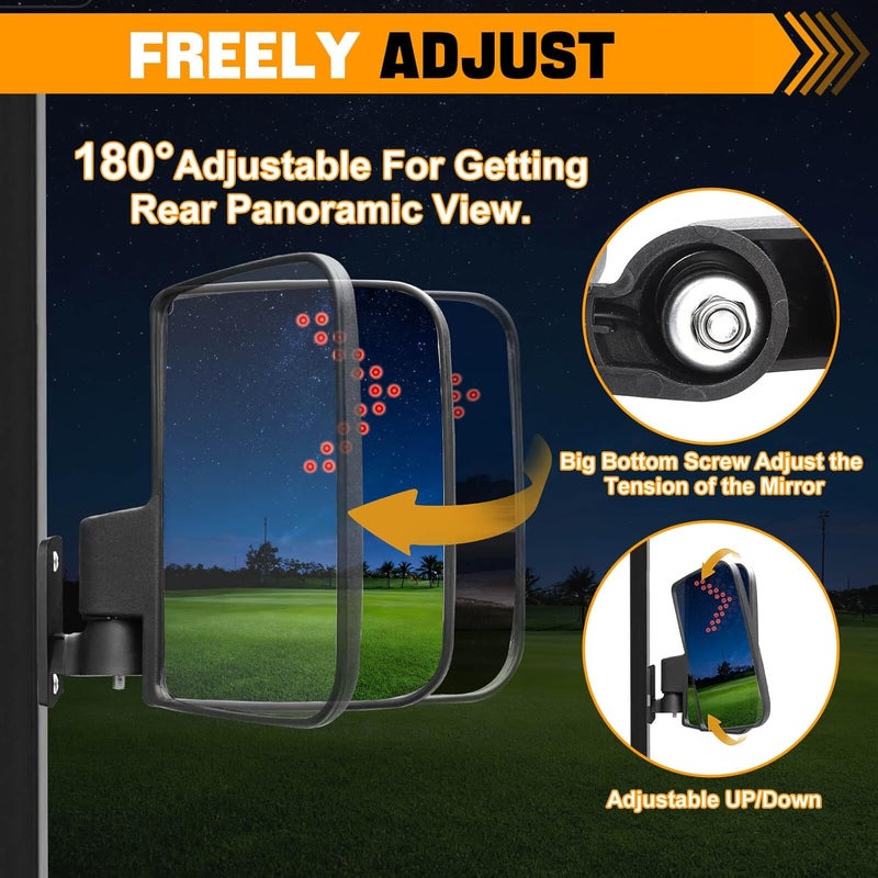LEAPGOMAX Golf Cart Side Mirrors with Turn Signal Light for Club Car, EZGO, Yamaha - Image 5
