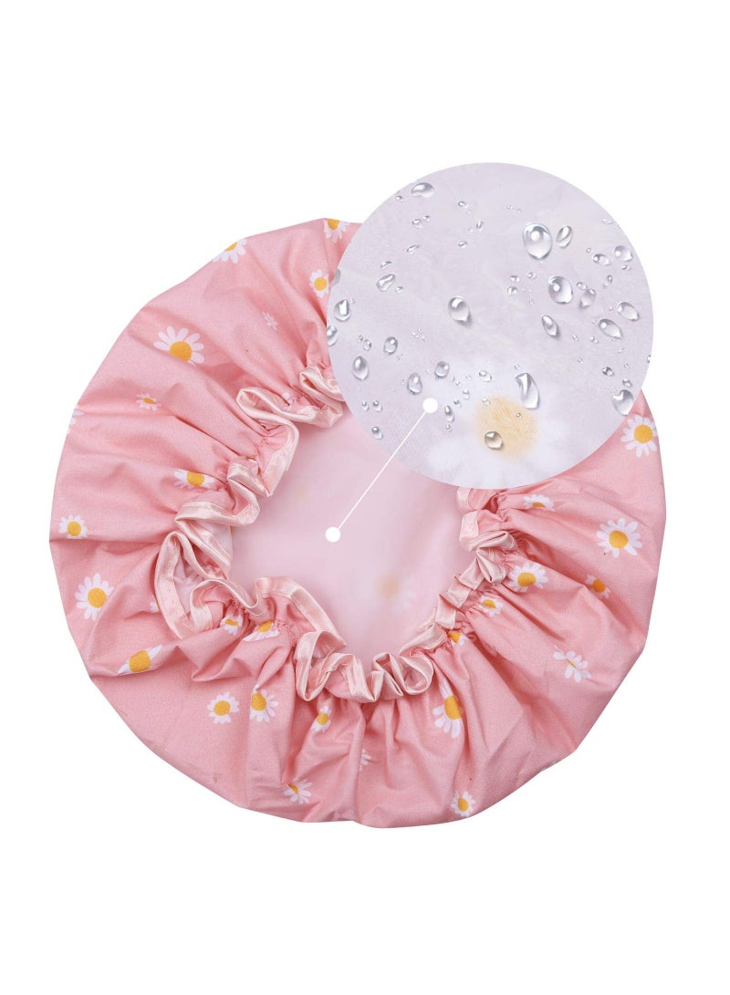 Waterproof Double Layered Shower Caps for Women 4 Pack Stylish and Comfortable Hair Protection during Bathing - Image 4