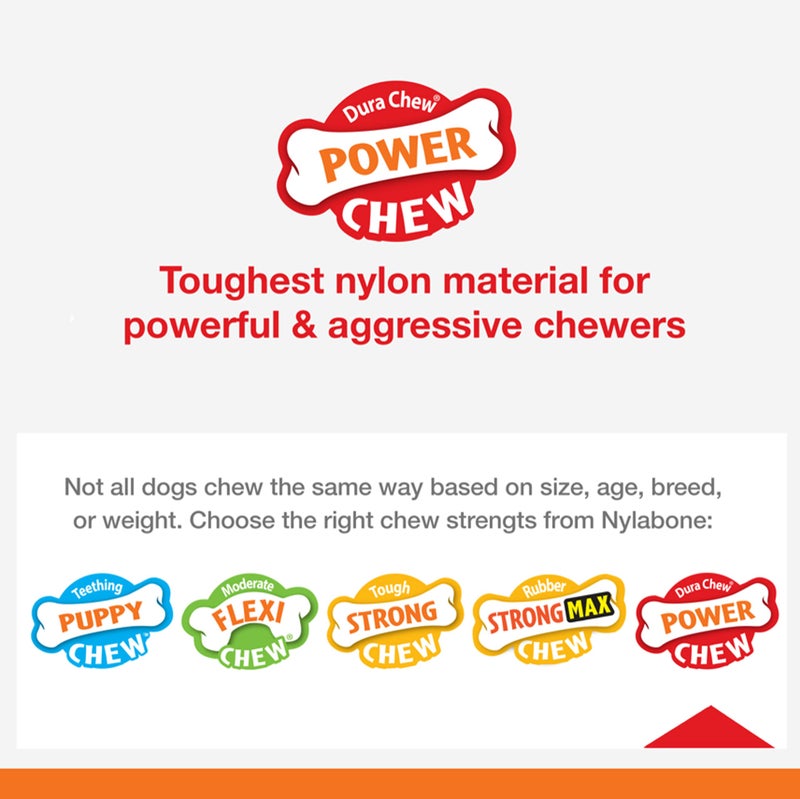 Nylabone Textured Dental Bone Power Chew Toy for Dogs, Dog Toys for Aggressive Chewers, Flavor Medley Flavor, X-Large - 50+ lbs, 1 Count - Image 2