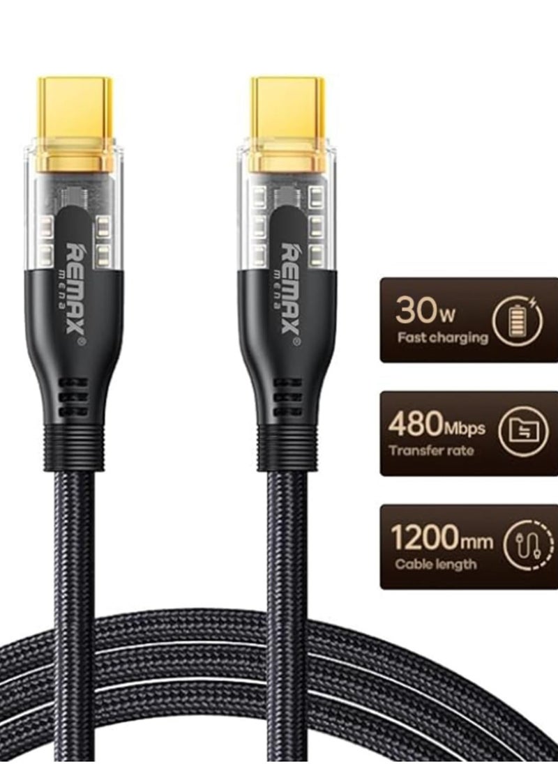 Remax Mena 30W Charging Cable Fast Capacity for Mobiles, Supports PD (Power Delivery) Technology Adjust the Current and Voltage, Universal Compatibility,Flexibility and Convenience (White)  - Image 2