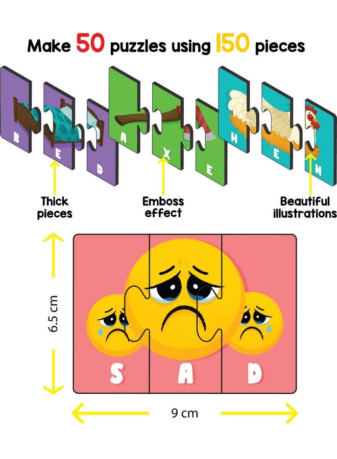 بلاي باندا العب لعبة باندا سبيل آند تعلّم النوع الثاني - لغز إملائي من 150 قطعة - تعلّم تهجئة 50 كلمة من ثلاثة أحرف - صور ملونة جميلة (للأعمار من 3 سنوات فما فوق) - Image 4