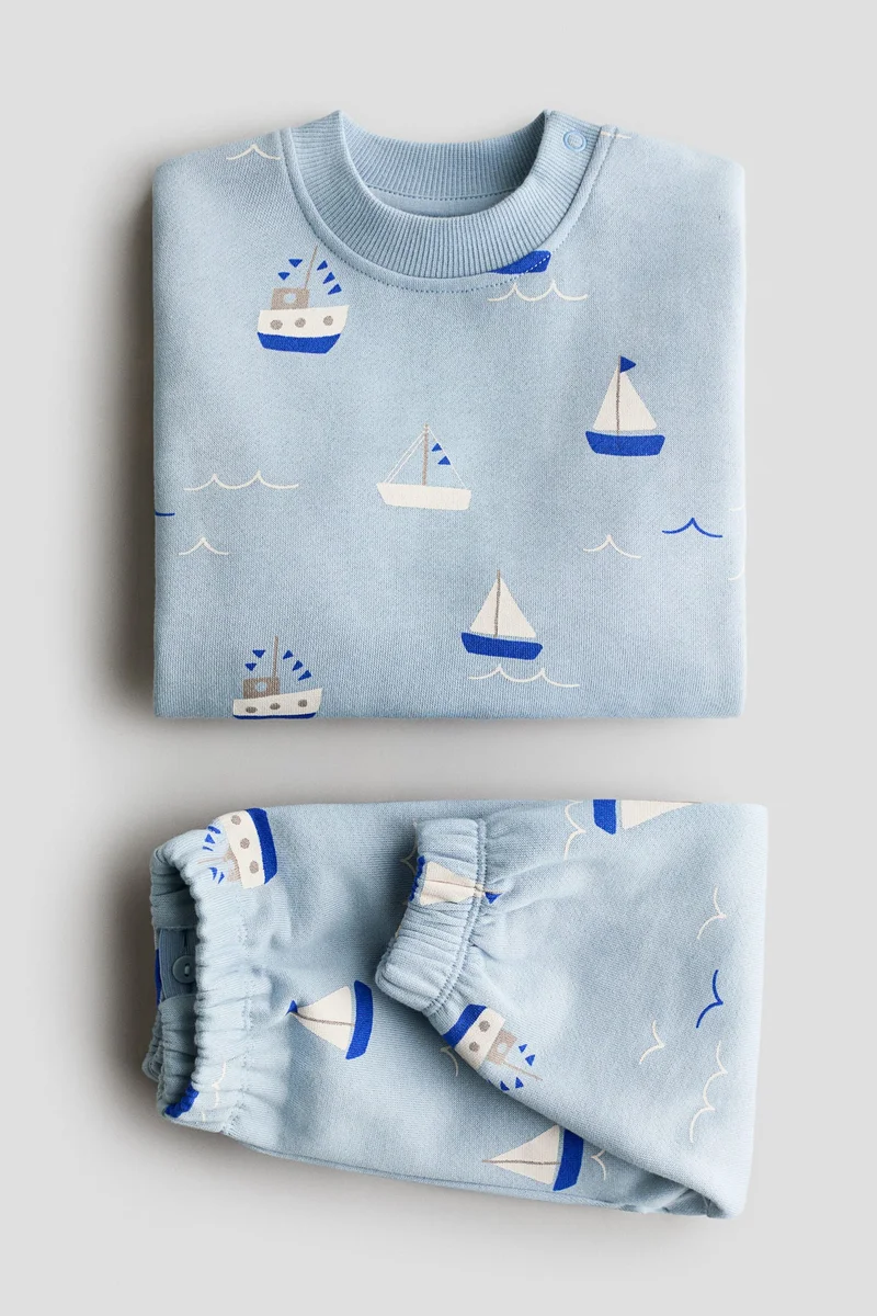 اتش اند ام طقم من قطن السويت شيرت - عبوة من قطعتين