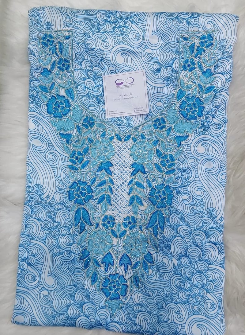 ALREESH ALBANAFSAJI Gulf Makhawir embroidery  Jalabiya embroidered without stitching