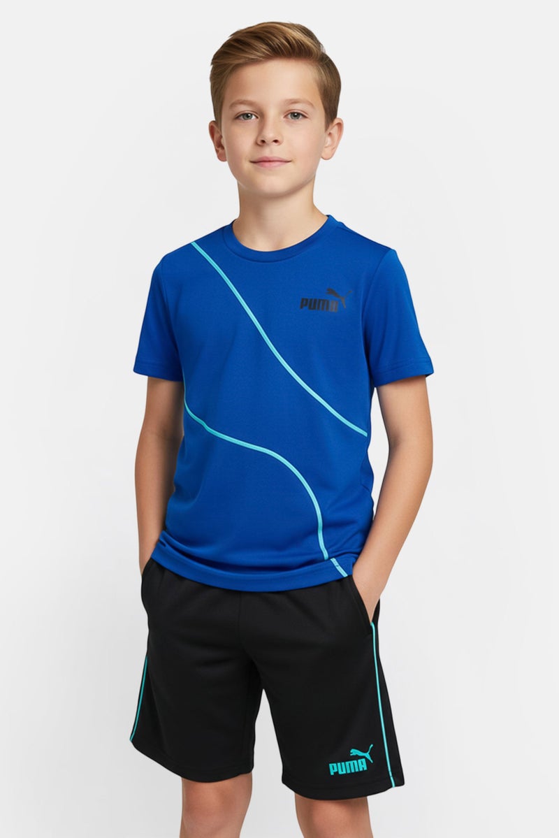 PUMA KIds Boy 2 Pieces Brand Logo Short Sleeve T-Shirt And Shorts Set, Multicolor - Image 1