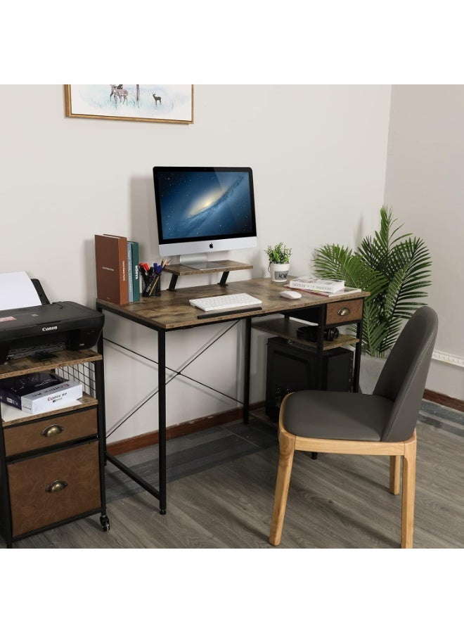 أوبتيا طاولة رسم مع أرفف تخزين ودرج، مكتب فني قابل للتعديل مقاس 43 بوصة مع حامل شاشة للكمبيوتر المكتبي المنزلي، طاولة رسم قابلة للإمالة للفنانين، الدراسة، محطة عمل الكتابة - Image 5