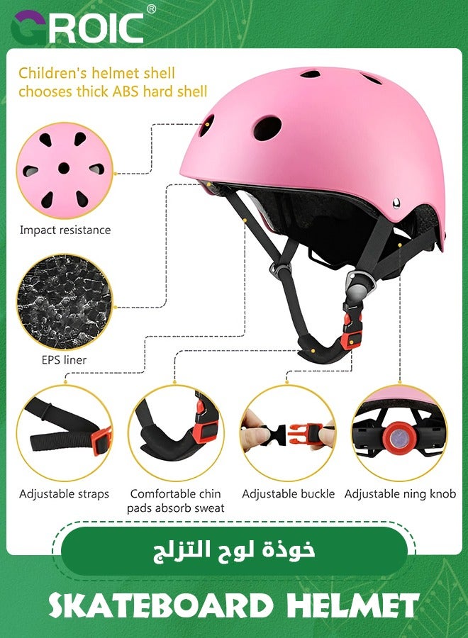 GROIC 7 IN 1 Adjustable Skateboard Skate Helmet with Protective Gear Knee Pads Elbow Pads Wrist Pads for Youth Outdoor Sports, BMX, Skateboard, Scooter, Bike, Roller, Kid's Protective Gear Set  - Image 2
