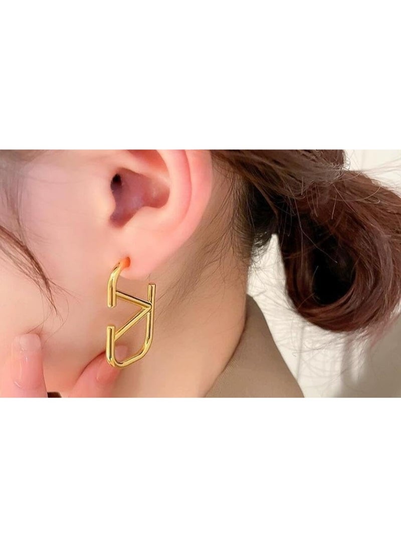 2 Pairs Letter V Earrings for Women, Lightweight Alphabet Earrings, Stylish Minimalist Jewelry, Birthday Gift for Women - Image 2