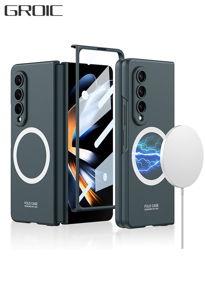 GROIC - Case for Samsung Galaxy Z Fold4 7.6" Flip Case, Slim Transparent Ultra-Magnetic Suction Case Support Magsafe and Wireless Charger, Support Vehicle Bracket - Image 1