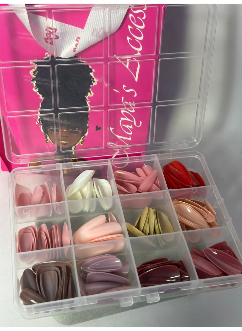أظافر صناعية من مايا / 144 قطعة بأحجام مختلفة / 12 لونًا (مع علبة) - Image 4