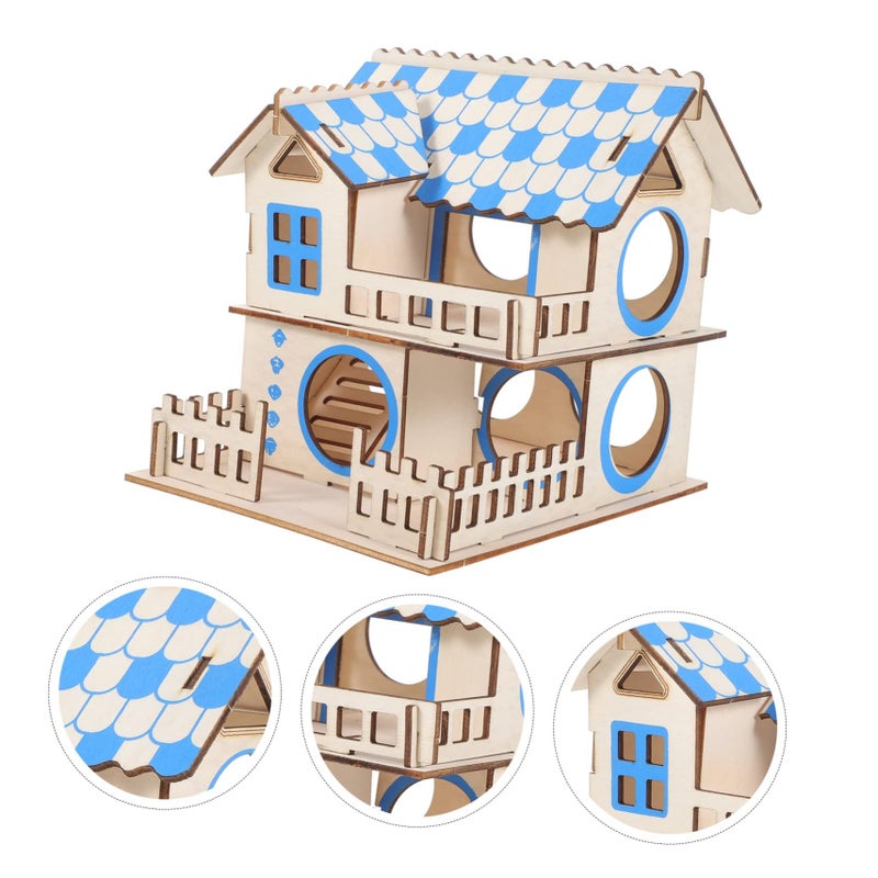 Hamster House Wooden Climbing Frame Multi Chamber Hideout Decorative Villa - Image 4