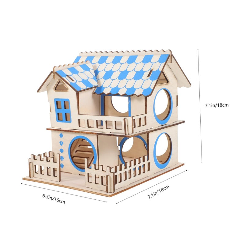 Hamster House Wooden Climbing Frame Multi Chamber Hideout Decorative Villa - Image 3
