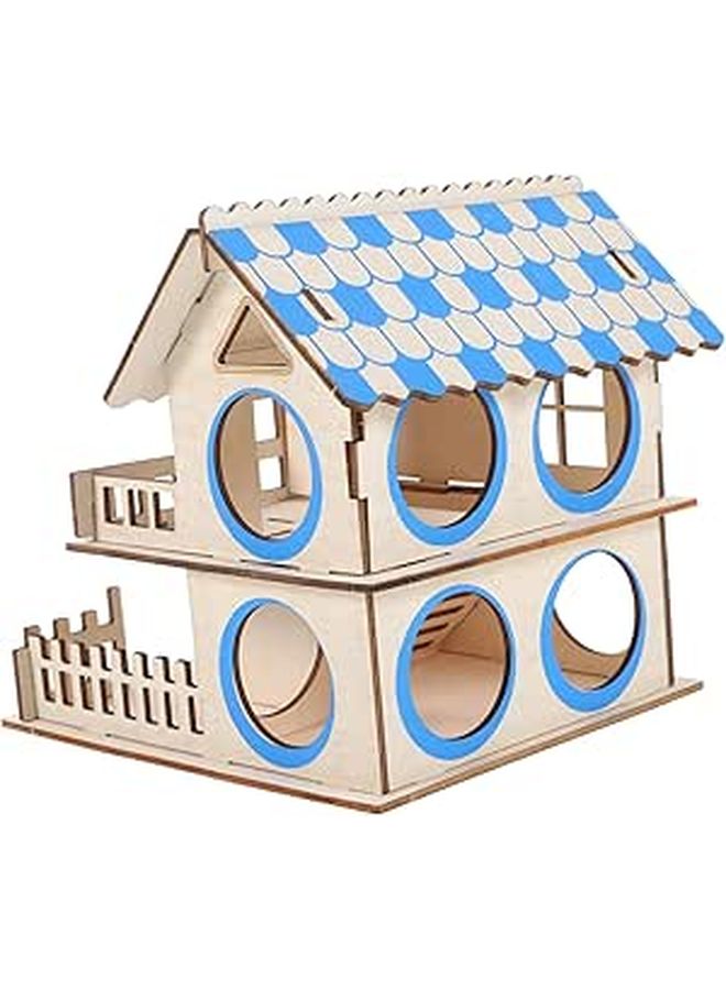 Hamster House Wooden Climbing Frame Multi Chamber Hideout Decorative Villa - Image 1