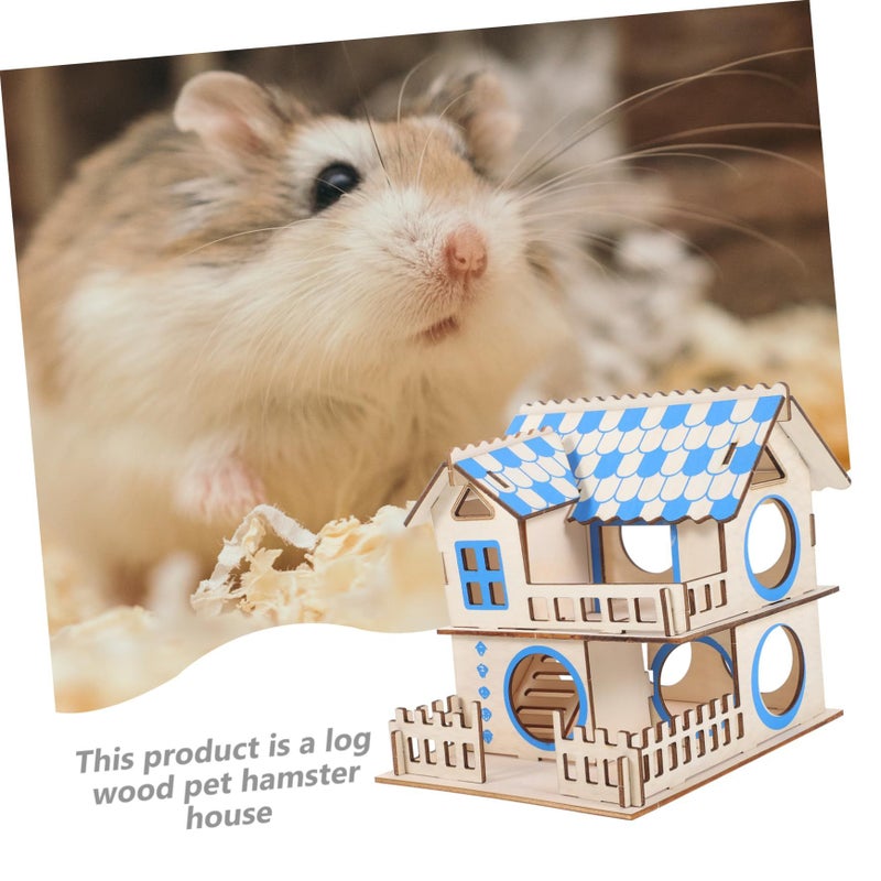 Hamster House Wooden Climbing Frame Multi Chamber Hideout Decorative Villa - Image 5