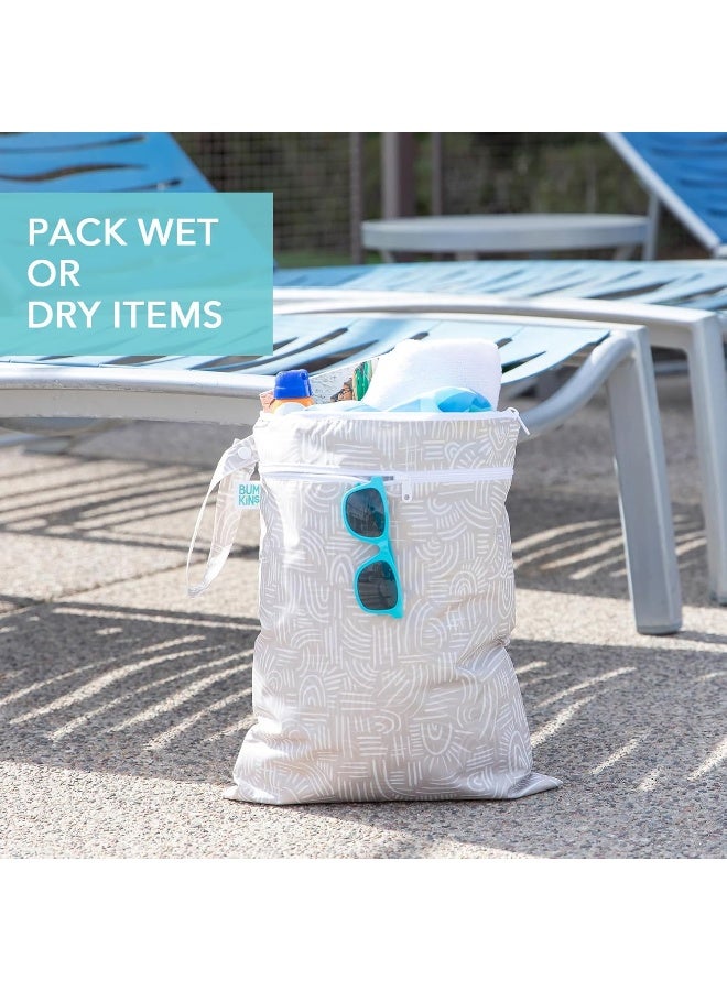 Bumkins Waterproof Wet Dry Bag for Baby, Travel, Swim Suit, Cloth Diapers, Pump Parts, Pool, Beach, Gym Clothes, Toiletry, Hook to Stroller, Daycare, Zipper Reusable Wetdry Packing Pouch, Boho Beige - Image 3