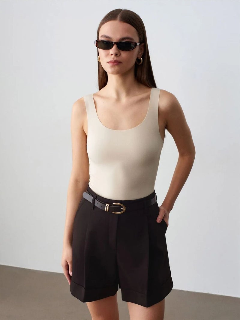 DILVIN Fitted Sleeveless Cotton-blend Cami Blouse - Image 4