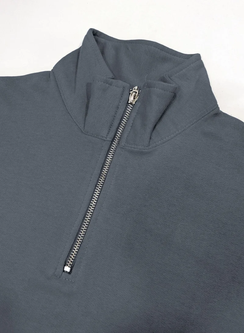Maniac  Maniac Mens Solid High Neck Full Sleeve Light Grey Cotton Fleece Sweatshirt for Men | Best Price UAE