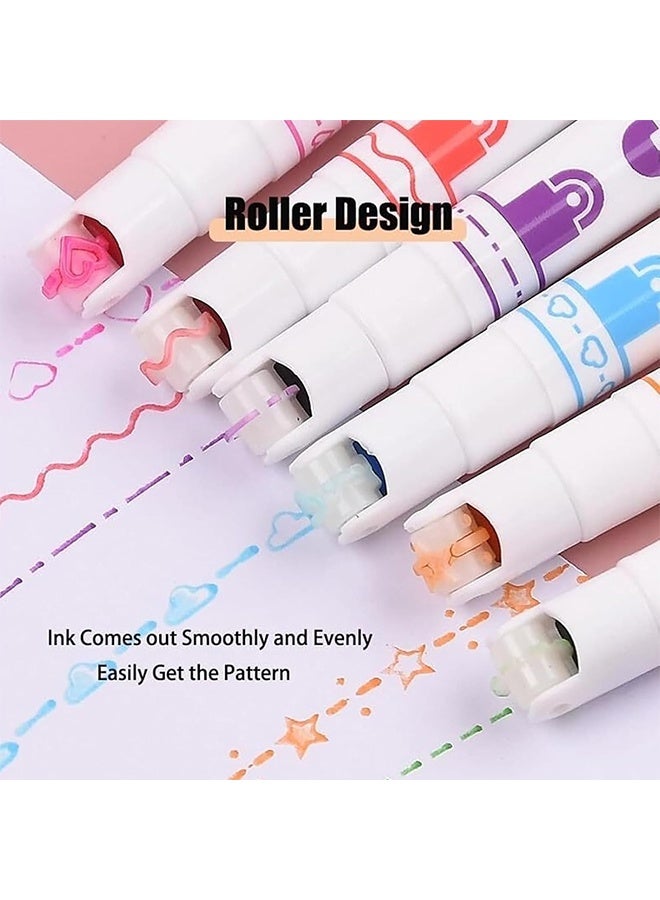 كوانتوم مجموعة من 6 أقلام تظليل منحنية، أقلام دوارة بستة أشكال منحنية مختلفة، للرسم وتدوين الملاحظات، لوازم فنية ومكتبية ومدرسية - Image 2