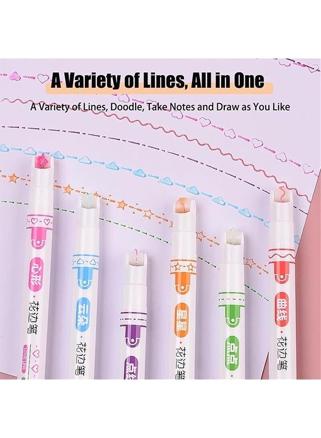 كوانتوم مجموعة من 6 أقلام تظليل منحنية، أقلام دوارة بستة أشكال منحنية مختلفة، للرسم وتدوين الملاحظات، لوازم فنية ومكتبية ومدرسية - Image 3