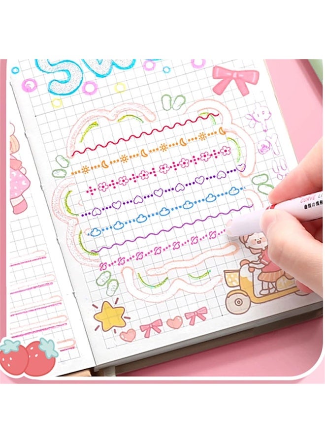 كوانتوم مجموعة من 6 أقلام تظليل منحنية، أقلام دوارة بستة أشكال منحنية مختلفة، للرسم وتدوين الملاحظات، لوازم فنية ومكتبية ومدرسية - Image 5