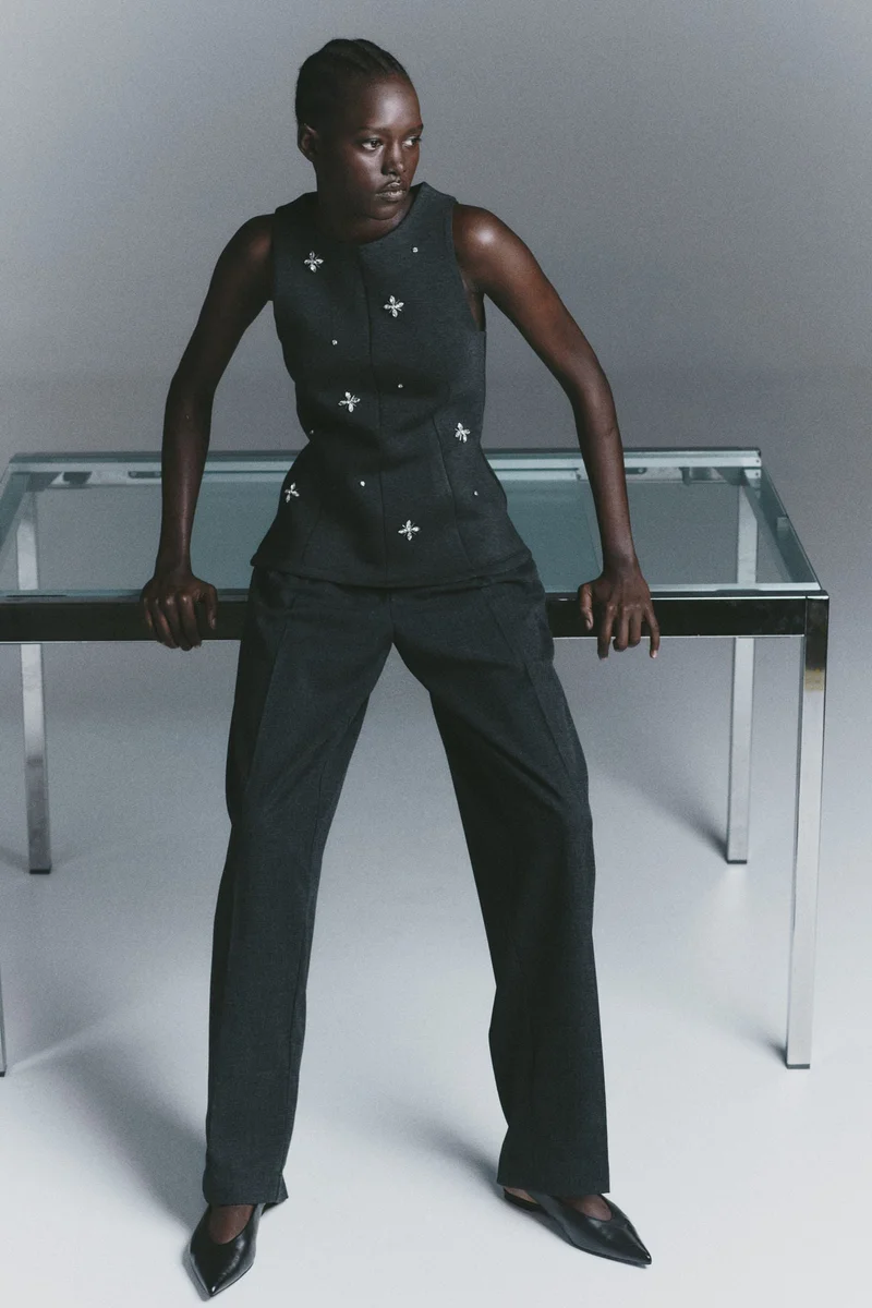 H&M Embellished scuba top