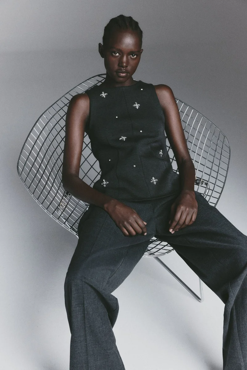 H&M Embellished scuba top