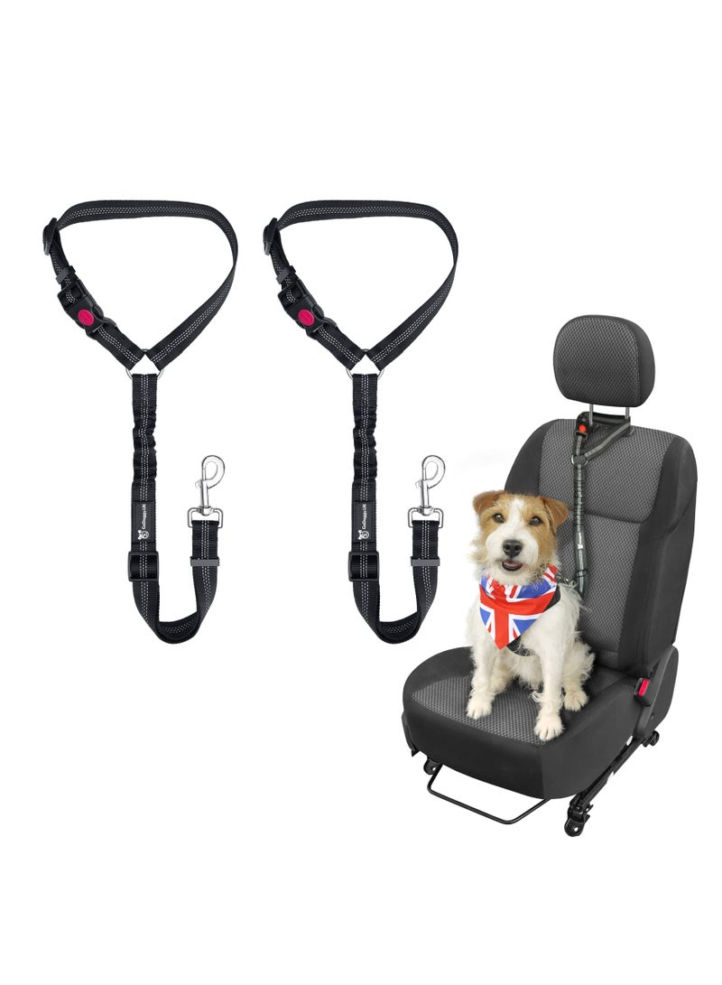 Excefore Dog Seat Belt, 2 Pack Adjustable Strong Safety Harness for Small, Medium and Large Pets, Reflective Elastic Bungee Connect Dog Harness in Vehicle Travel Daily Use - Image 1