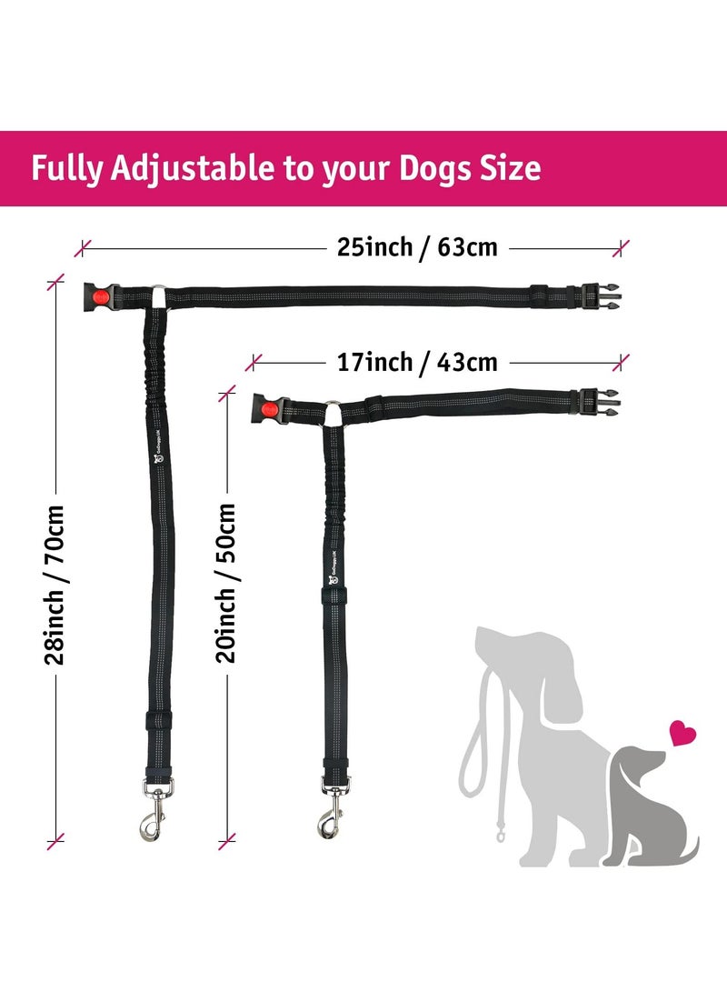 Excefore Dog Seat Belt, 2 Pack Adjustable Strong Safety Harness for Small, Medium and Large Pets, Reflective Elastic Bungee Connect Dog Harness in Vehicle Travel Daily Use - Image 3