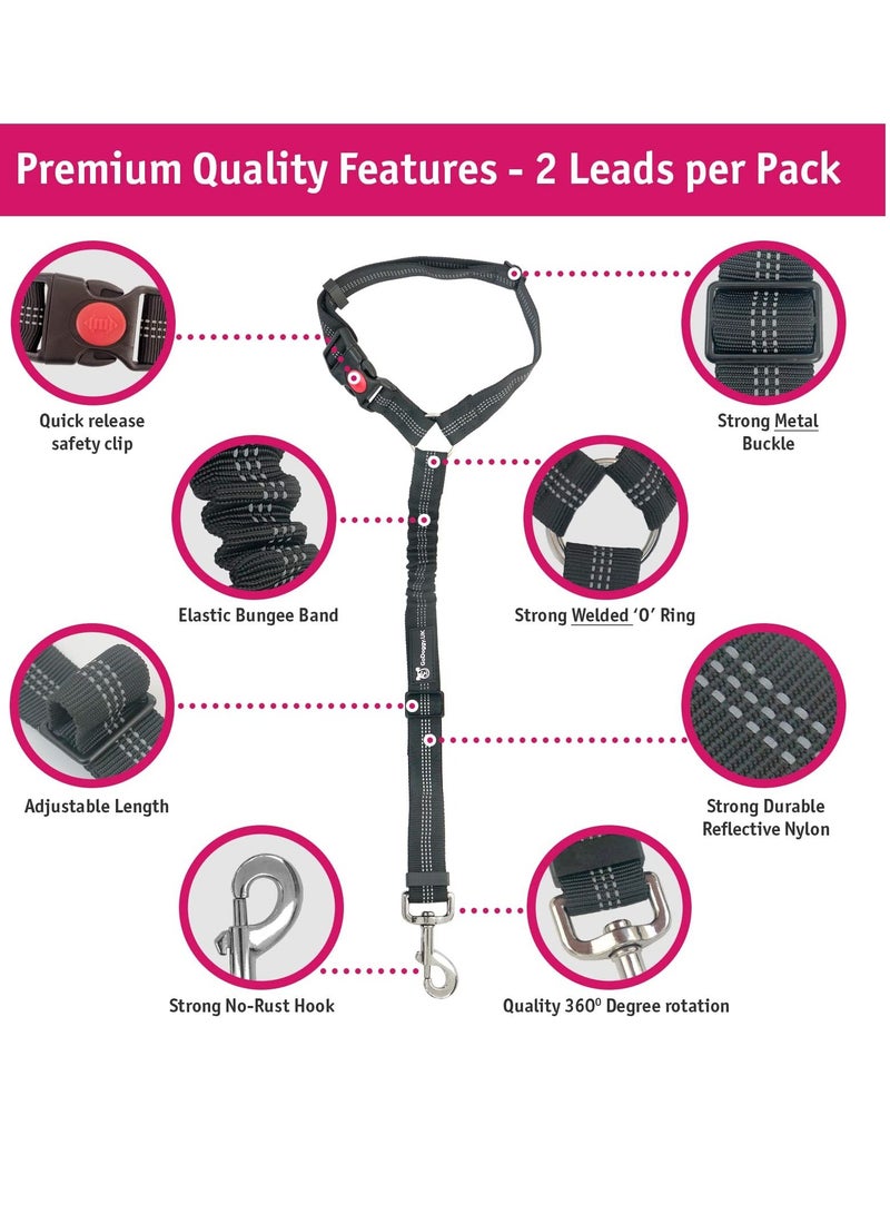 Excefore Dog Seat Belt, 2 Pack Adjustable Strong Safety Harness for Small, Medium and Large Pets, Reflective Elastic Bungee Connect Dog Harness in Vehicle Travel Daily Use - Image 2