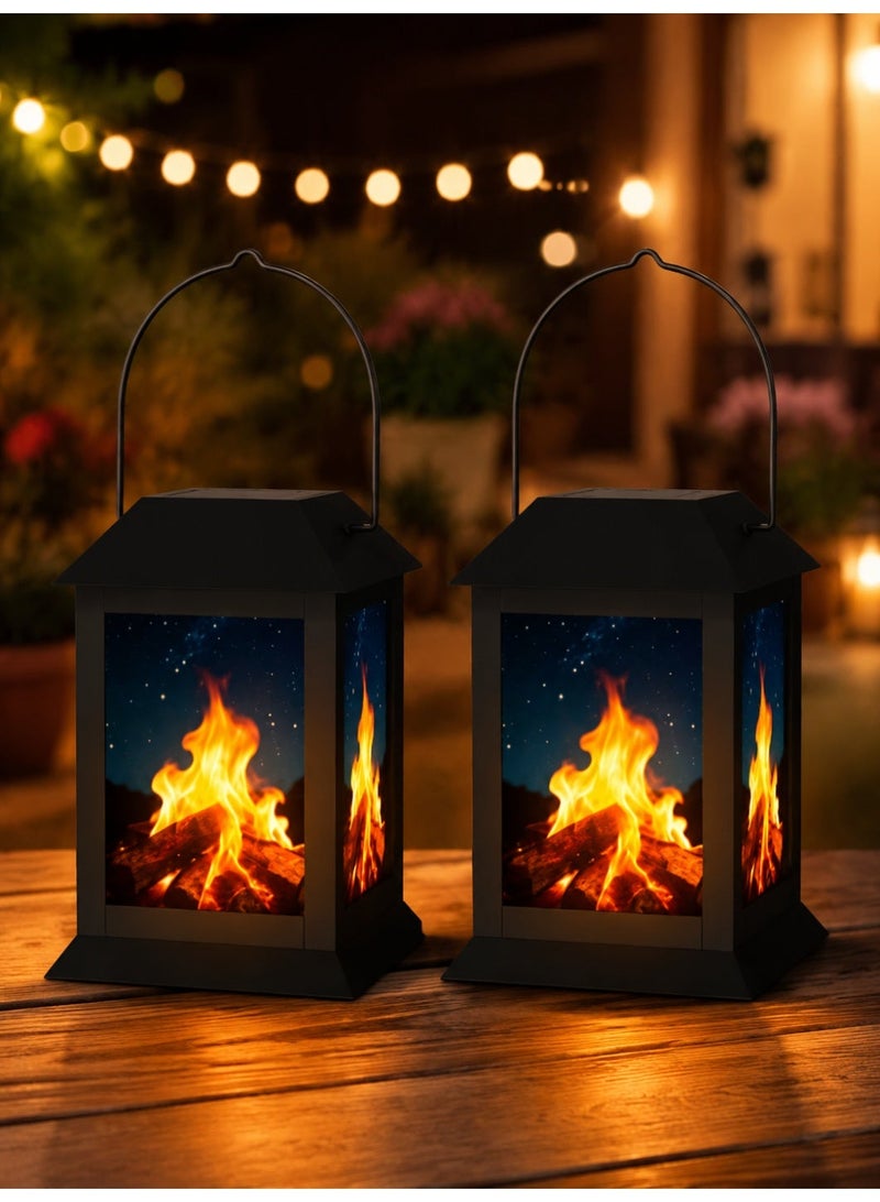 OUTON Hanging Solar Lanterns Outdoor Waterproof - 2 Pack Lanterns Decorative Outdoor Patio Decor with Clip Solar Lantern for Outside - Outdoor Lanterns for Patio Garden Waterproof Gifts for Women Mom Family - Image 1