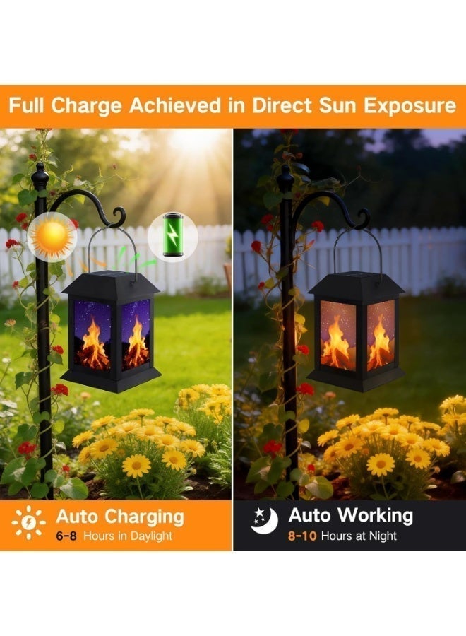 OUTON Hanging Solar Lanterns Outdoor Waterproof - 2 Pack Lanterns Decorative Outdoor Patio Decor with Clip Solar Lantern for Outside - Outdoor Lanterns for Patio Garden Waterproof Gifts for Women Mom Family - Image 2