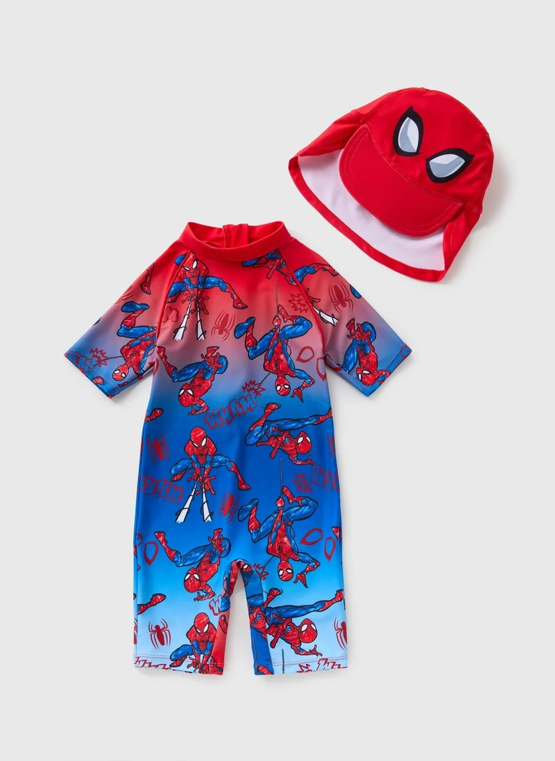 Matalan Spiderman Boys Blue Surf Suit & Hat Set