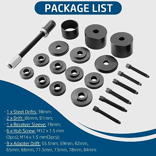 DASBET Front Wheel Drive Bearing Puller 19PCS Front Wheel Hub Drive Bearing Removal Install Adapter Puller Pulley Service Tool Kit - Image 3