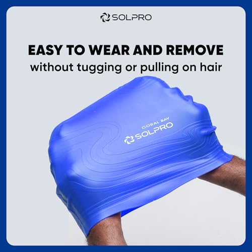 Solpro Coral Bay Unisex Swimming Cap|for Men,Women,Boys,Girls,Athletes,Swimmers|for Training,Competition in Swimming Pool,Water Sport,Beach,Water Park & Activties|One Size Fits All(Blue) - Image 5
