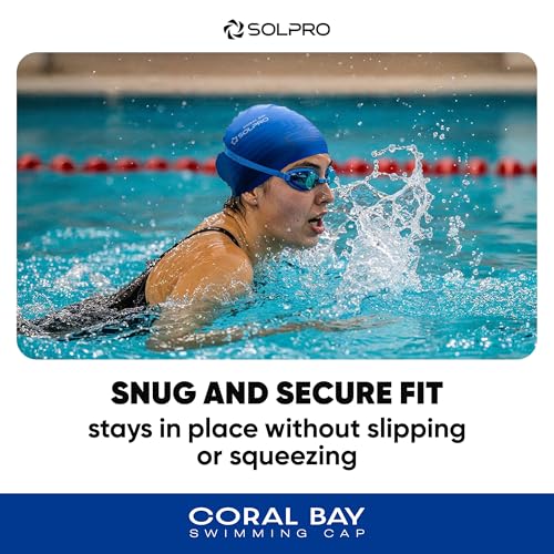 Solpro Coral Bay Unisex Swimming Cap|for Men,Women,Boys,Girls,Athletes,Swimmers|for Training,Competition in Swimming Pool,Water Sport,Beach,Water Park & Activties|One Size Fits All(Blue) - Image 3