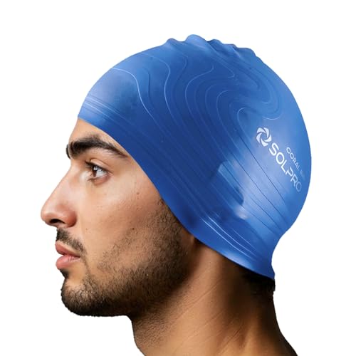 Solpro Coral Bay Unisex Swimming Cap|for Men,Women,Boys,Girls,Athletes,Swimmers|for Training,Competition in Swimming Pool,Water Sport,Beach,Water Park & Activties|One Size Fits All(Blue) - Image 1