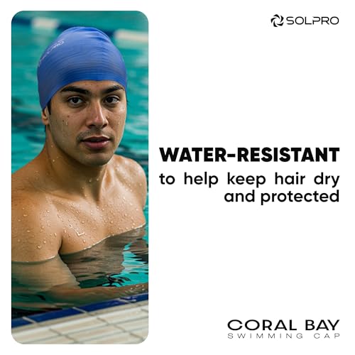 Solpro Coral Bay Unisex Swimming Cap|for Men,Women,Boys,Girls,Athletes,Swimmers|for Training,Competition in Swimming Pool,Water Sport,Beach,Water Park & Activties|One Size Fits All(Blue) - Image 2