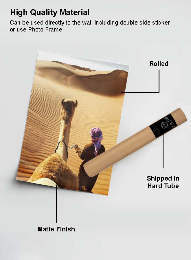 LOWHA Poster Painting Art With Four Separate Pieces Of Double-Sided Stickers Camel In Desert For Home Bedroom Living Room And Office Decor  - Image 2
