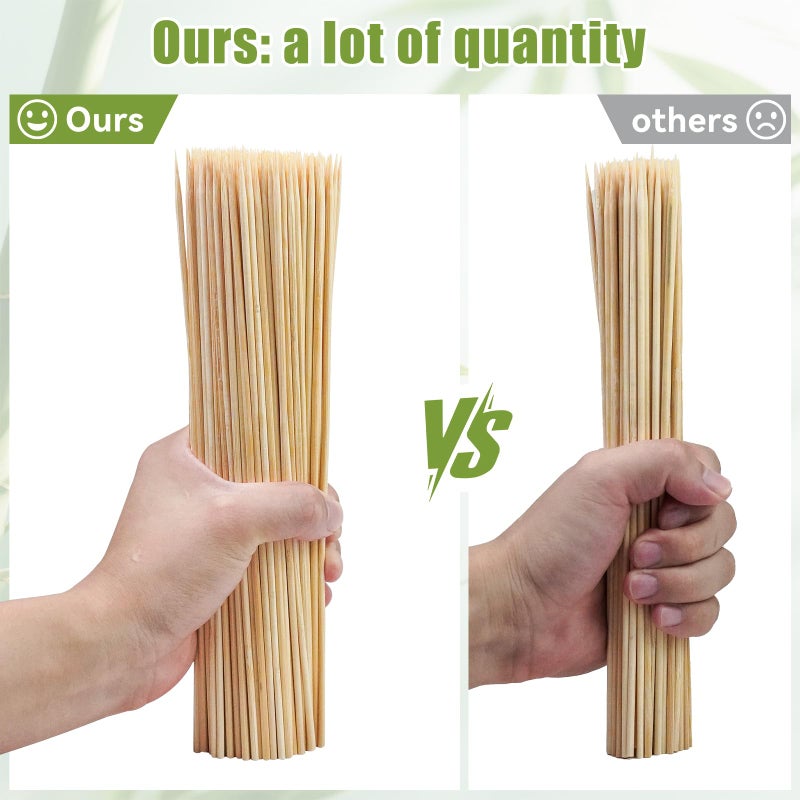 Aerisque 200PCS 10 inch Bamboo Skewers for BBQ,Appetizer,Fruit,Cocktail,Kabob,Chocolate Fountain,Grilling,Kitchen, Crafting and Party. More Size Choices 6"/8"/10"/12"/36" - Image 2