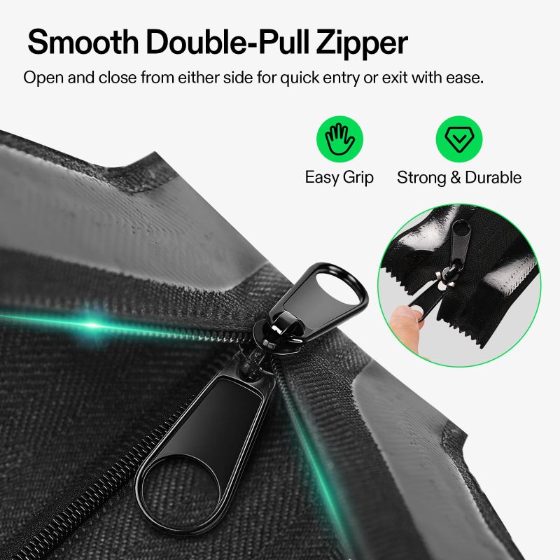 VIVOSUN 1-Pack Self Adhesive Zipper Door for Debris Barriers, 3In. x 7Ft. Peel & Stick, Heavy-Duty & Double-Sided Zipper for Tarp, Greenhouse, Indoor Outdoor Tent, Black - Image 3