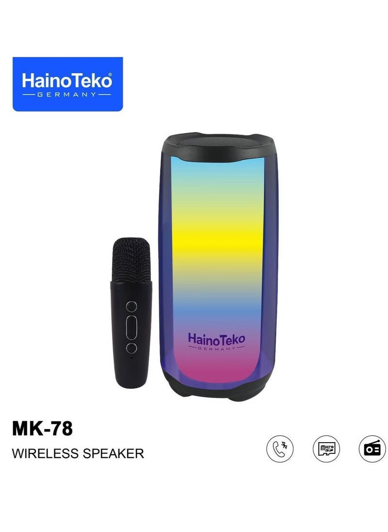 Haino Teko Portable Bluetooth Speaker with Wireless Mic – High-Quality Sound, Compact Design, Rechargeable Battery – Perfect for Parties, Events, Karaoke, and Outdoor Fun (Black)  - Image 1
