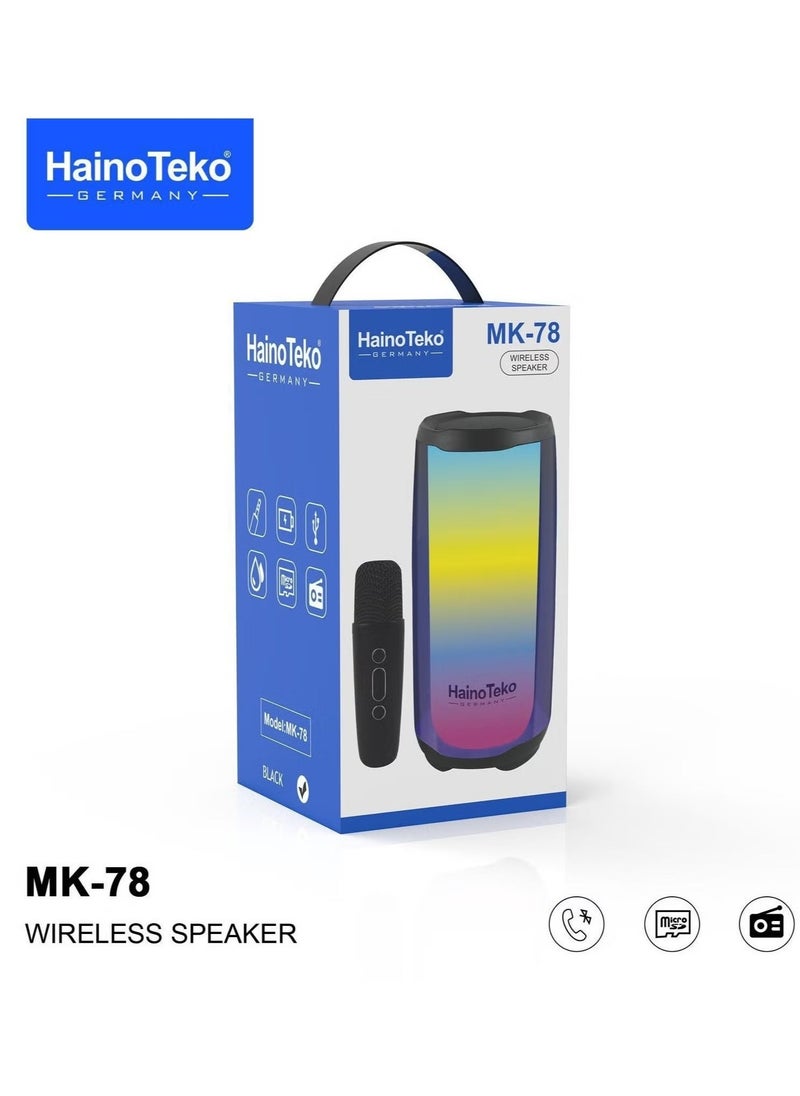 Haino Teko Portable Bluetooth Speaker with Wireless Mic – High-Quality Sound, Compact Design, Rechargeable Battery – Perfect for Parties, Events, Karaoke, and Outdoor Fun (Black)  - Image 2