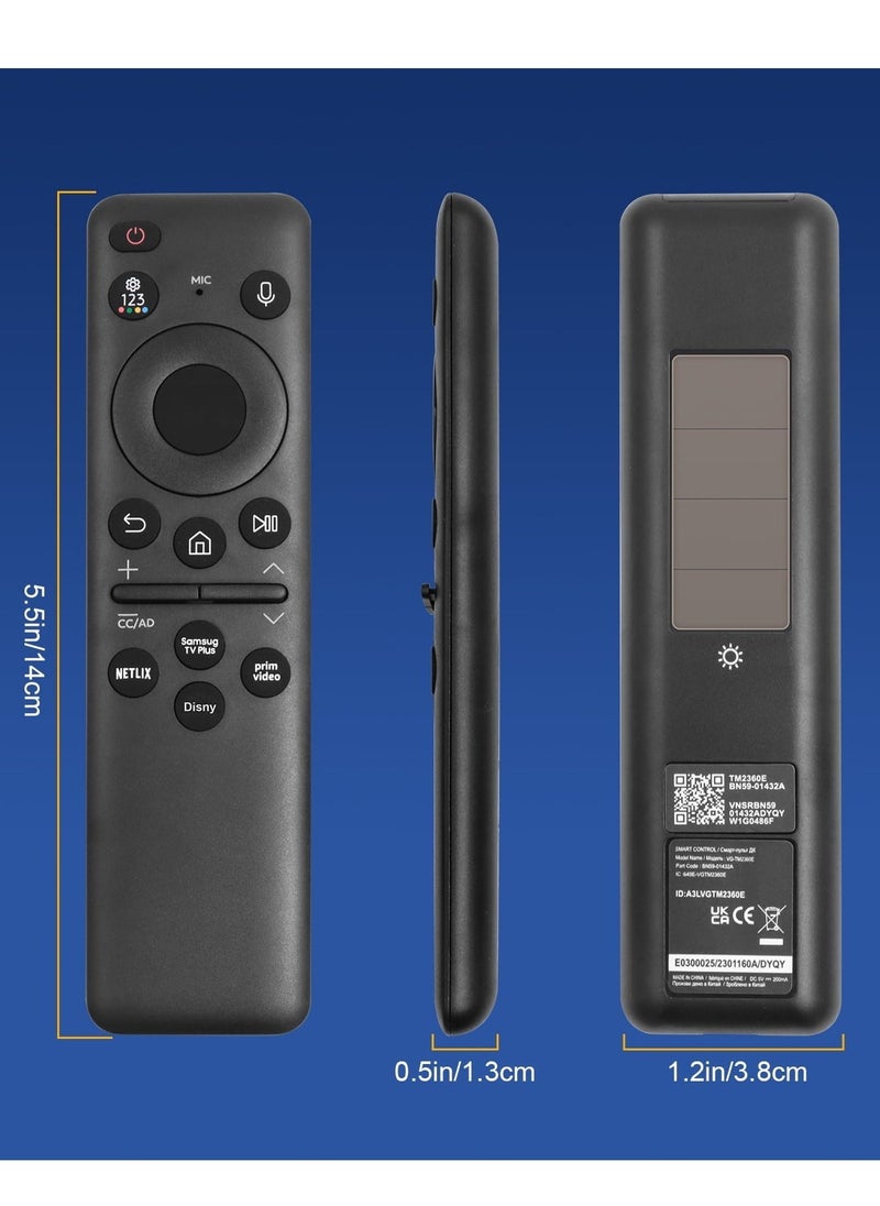 JAJEEK "BN59-01432A Solar Voice Replacement Remote for Samsung Neo QLED 8K HDR Smart TVs – Customizable Shortcut Buttons, Solar Charging & Voice Control (Black)" - Image 2